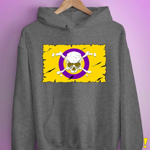 Intersex Pride Pirate Flag Hoodie - Grey Heather